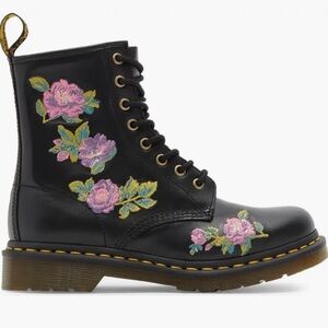 Dr. Martens Women's 1460 Vonda II  Flower Embroidered 8 Eye Boot Black Size 7